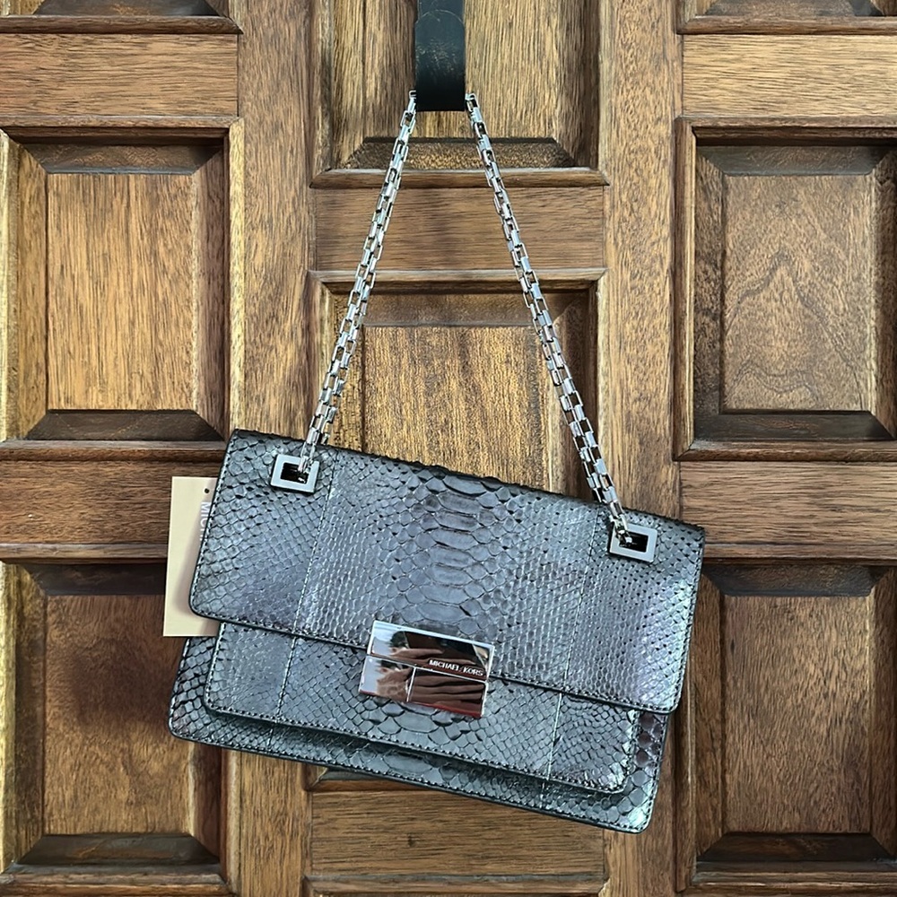NWT, Michael Kors, python leather Quinn shoulder bag